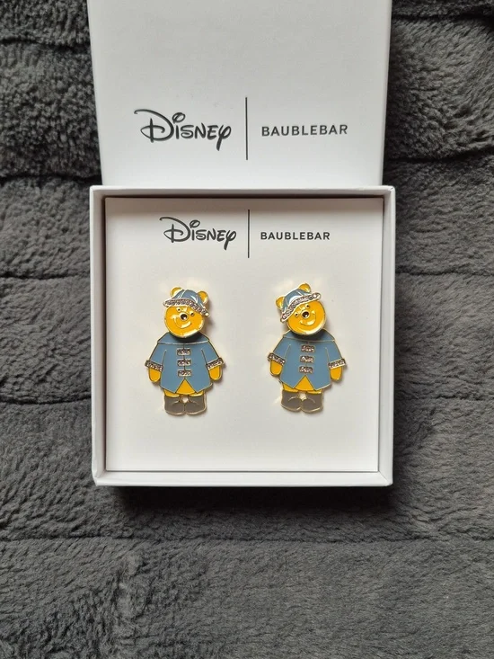 Disney x BaubleBar Winnie the Pooh In Blue Coat & Hat Earrings, New In Box - Picture 8 of 11